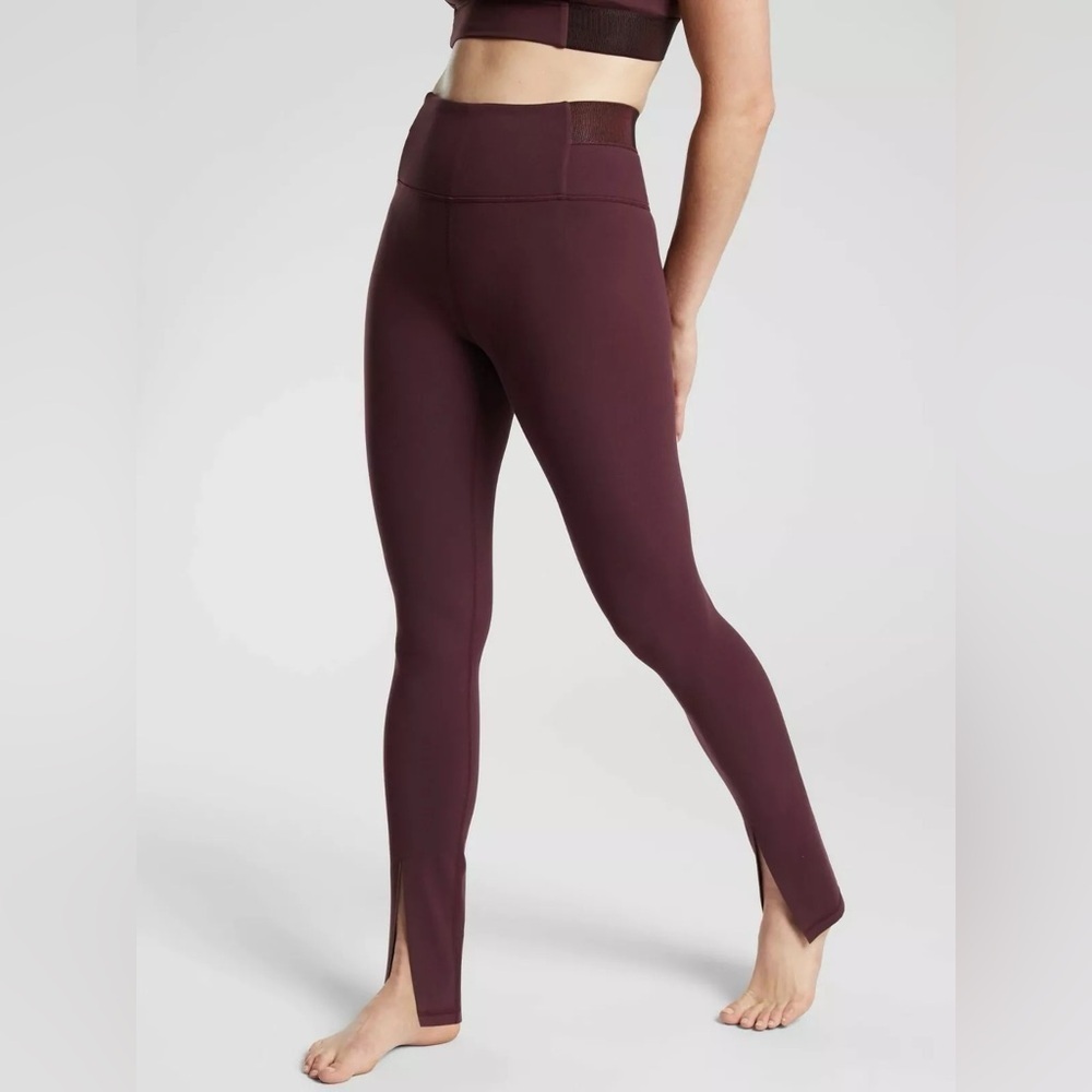 Athleta Aura Split Pant in Powervita, Antique Burgundy